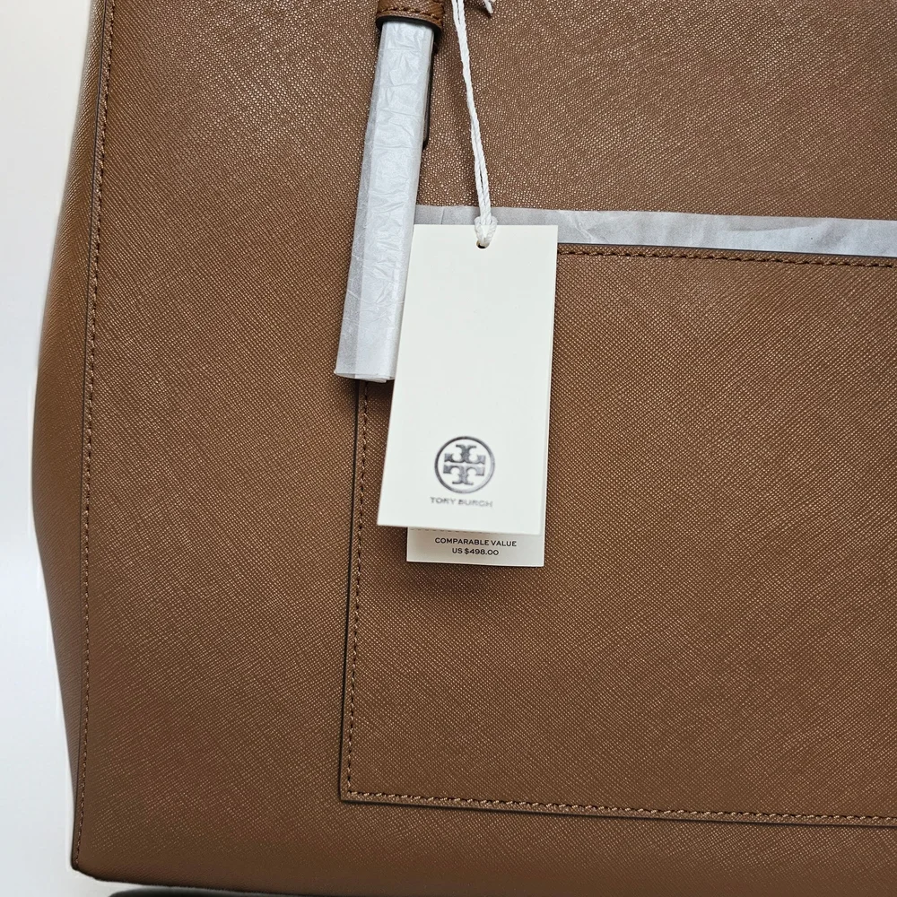 Tory Burch Emerson Large Double Zip Leather Tote Bag - Picture 2 of 14